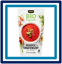383436 Huismerk Kruidige Tomatensoep met Ui en Basilicum Biologisch 570 ml